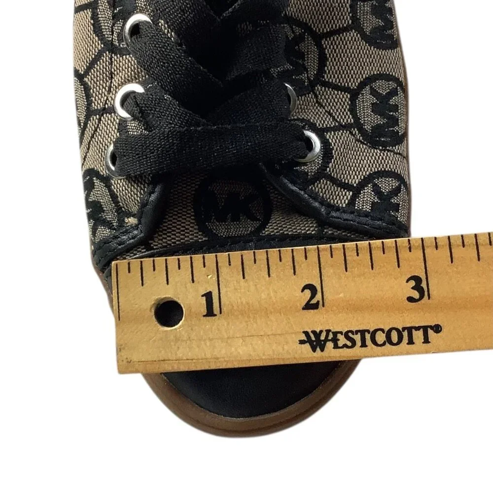 Michael Kors Womens MK Logo Monogram City Sneakers Sz 8M Black & Tan Rubber Sole